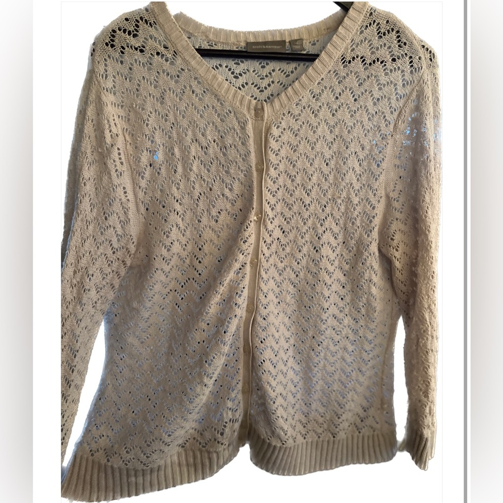 CROFT AND BARROW KNIT CROCHET CARDIGAN